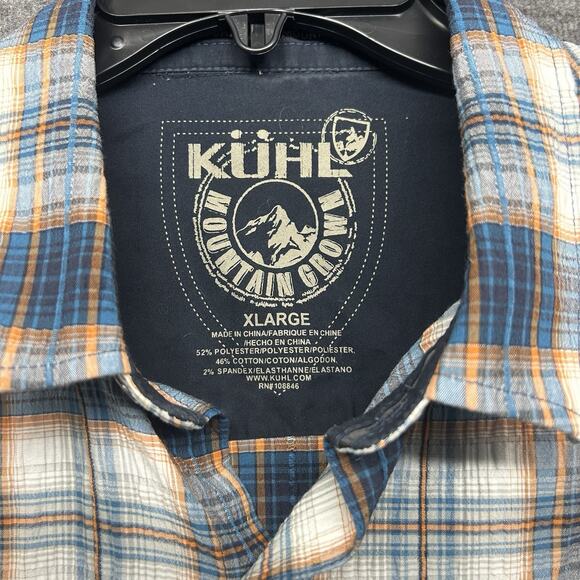 KUHL Mens Blue Plaid Short Sleeve Button Up Camp Shirt Size XL Hiking Outdoor - Picture 2 of 7